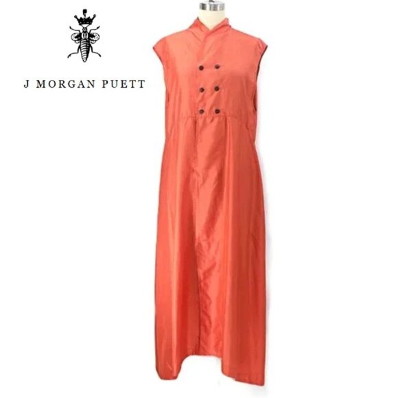 Shack Incorporated /J Morgan Puett Dresses & Skirts - J Morgan Puett Silk Duster Pumpkin Orange Double Breasted Shack Inc. Dress M
